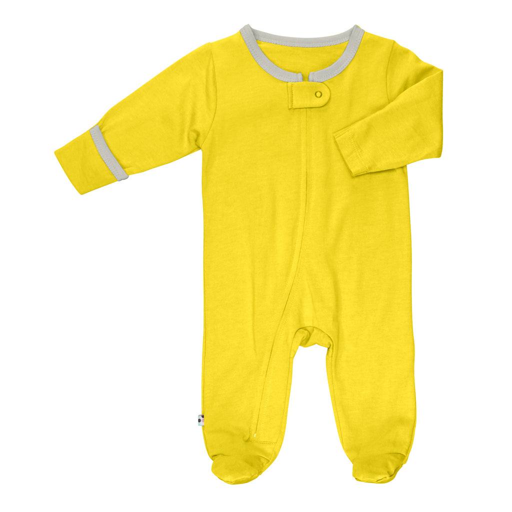 Babysoy Long Sleeve Solid Zipper Footie Pajamas Babies  Unisex in Yellow