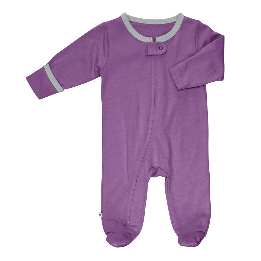 Babysoy Long Sleeve Solid Zipper Footie Pajamas Babies in Purple