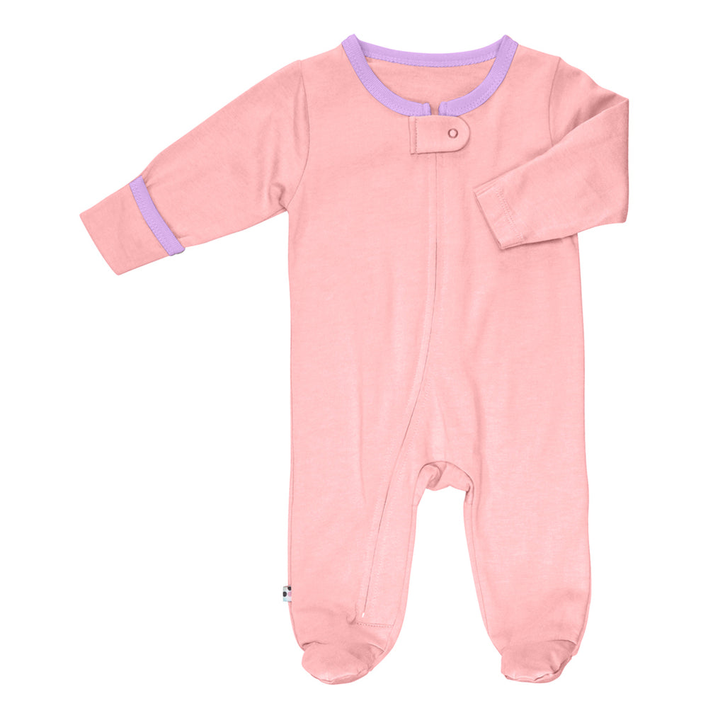 Babysoy Long Sleeve Solid Zipper Footie Pajamas Baby girl in Pink