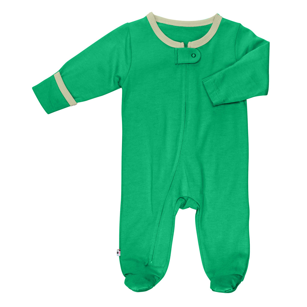 Babysoy Long Sleeve Solid Zipper Footie Pajamas Infant Unisex in Green