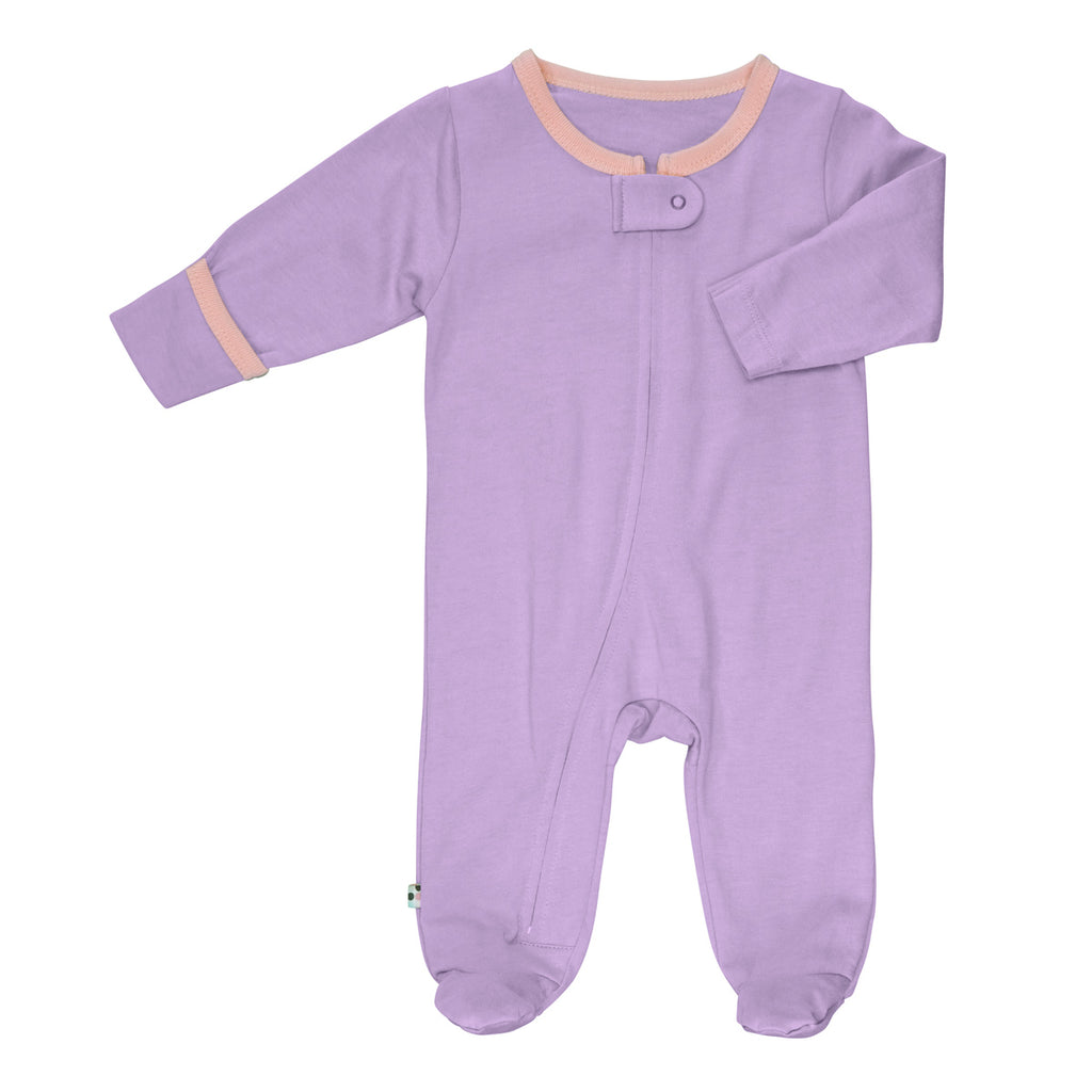 Babysoy Long Sleeve Solid Zipper Footie Pajamas Babies in Lavender