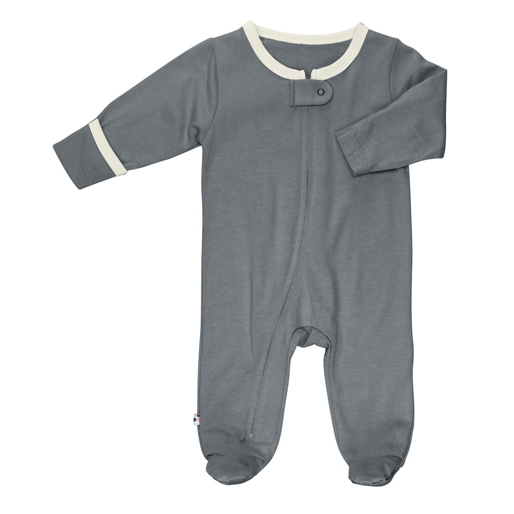 Babysoy Long Sleeve Solid Zipper Footie Pajamas Infant Unisex in Dark Grey