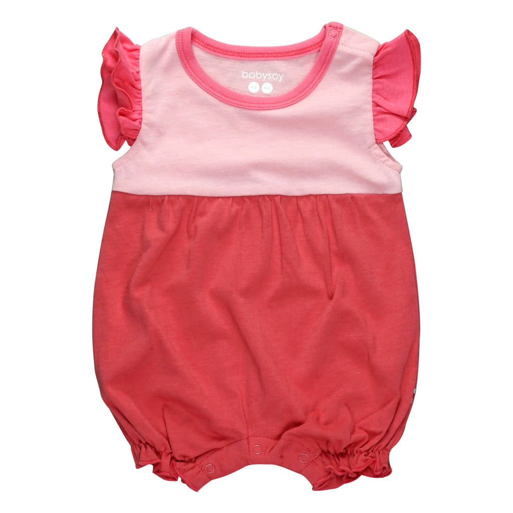 Baby Girl Color Block Princess Tank Romper Bodysuit Onesie red, pink