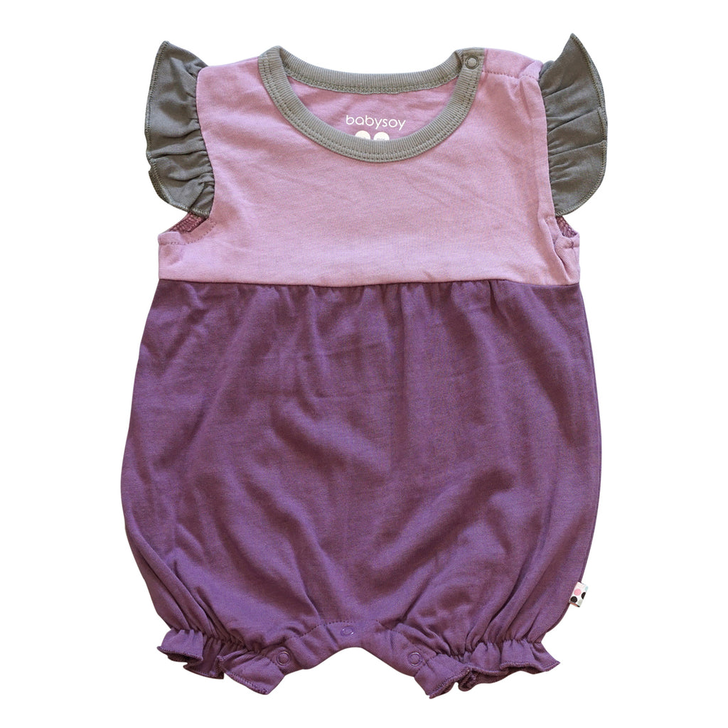 Baby Girl Color Block Princess Tank Romper Bodysuit Onesie lavender, purple, grey