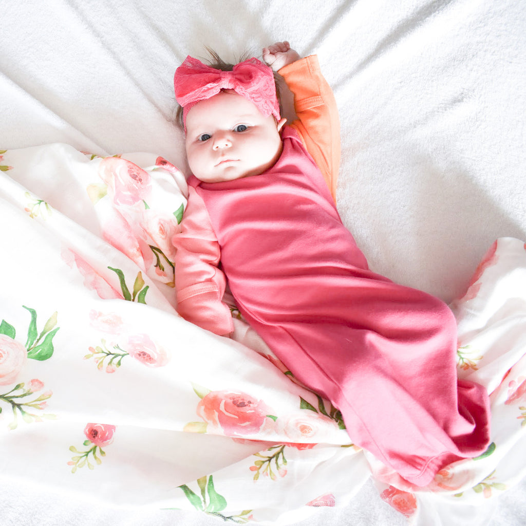 Organic Baby Color Block Newborn Sleeper Gown Sleep Sacks in red