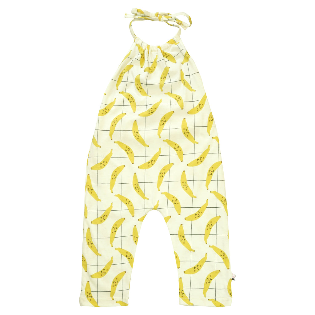Organic Baby girl Toddler Pattern Halter Romper for summer 4T bananas
