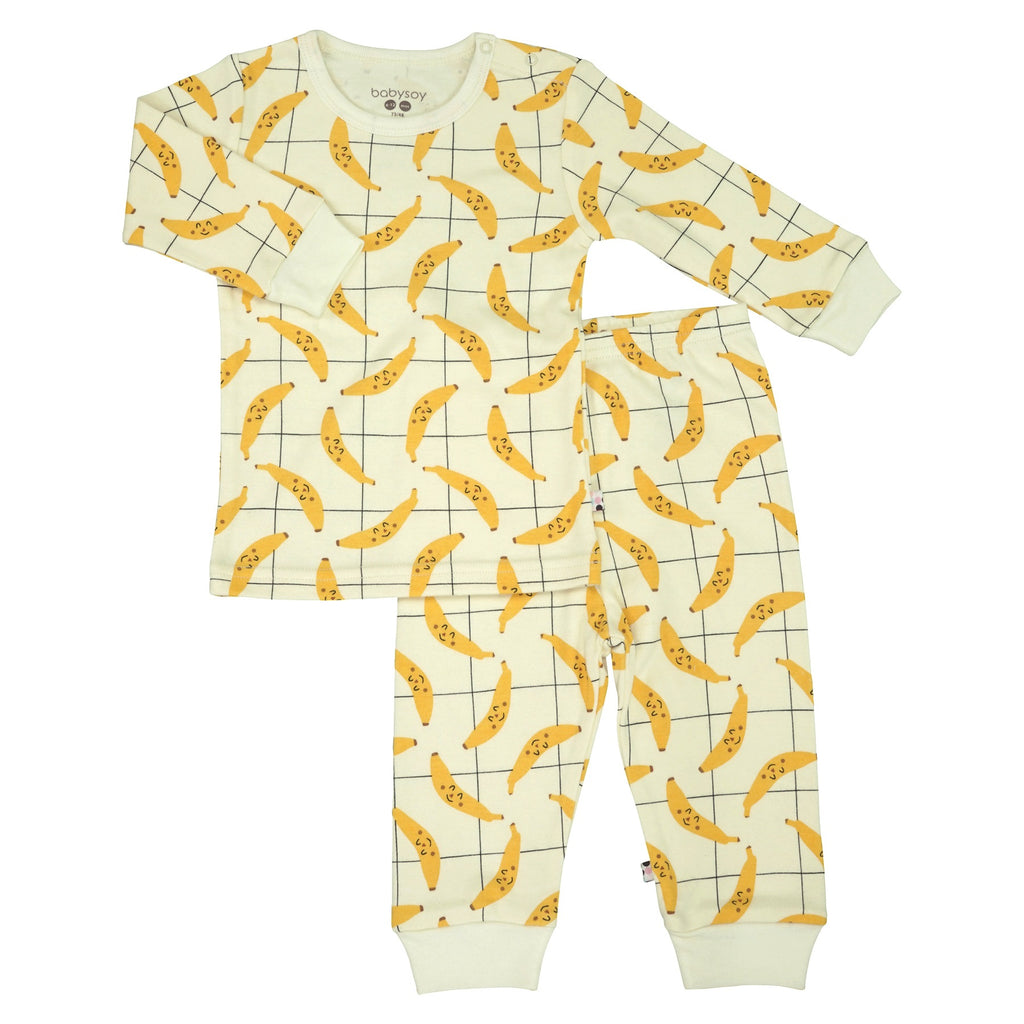 Baby and Toddler Unisex Pattern Long Sleeve Pajamas Sets Bananas 2T