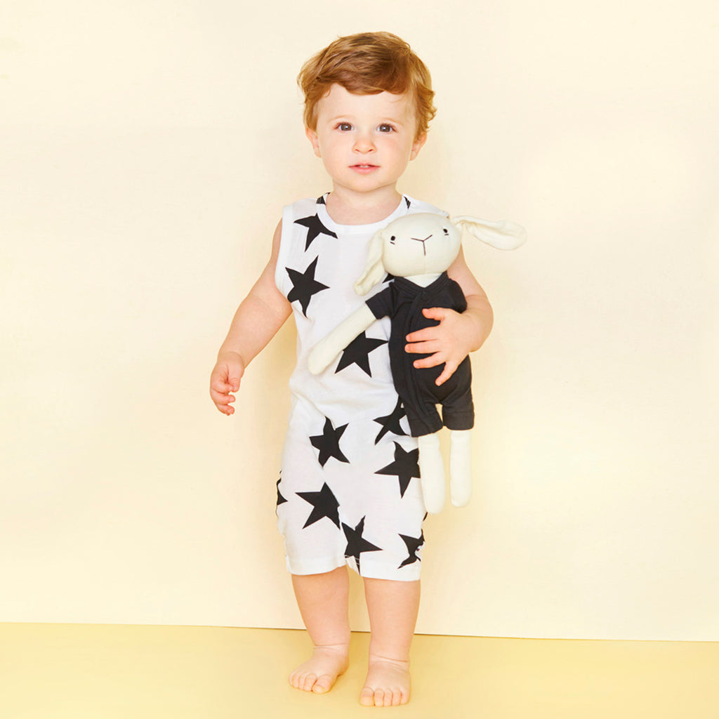 Babysoy Baby Unisex Star Pattern Sleeveless Summer Tank Romper Black 18-24 Months
