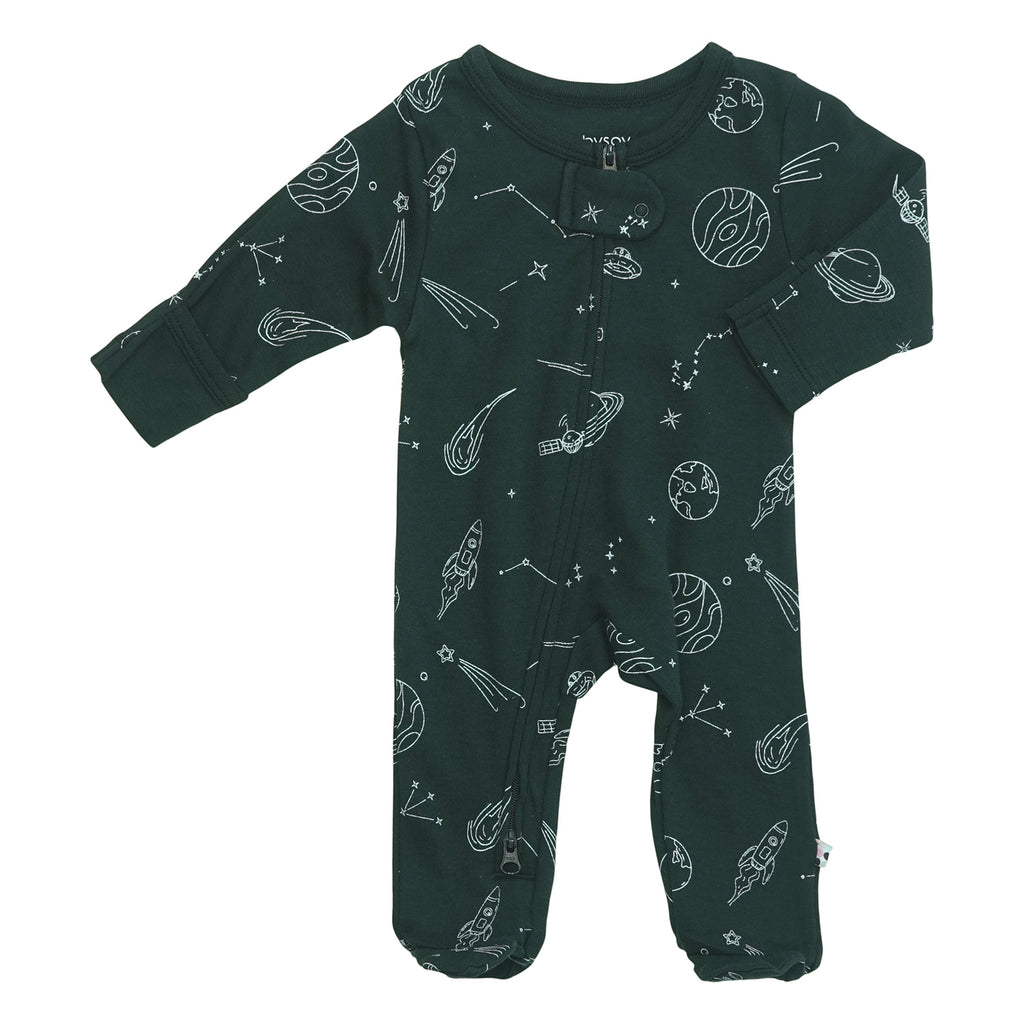 Baby organic footie sleepers pajamas space black 3-6 months