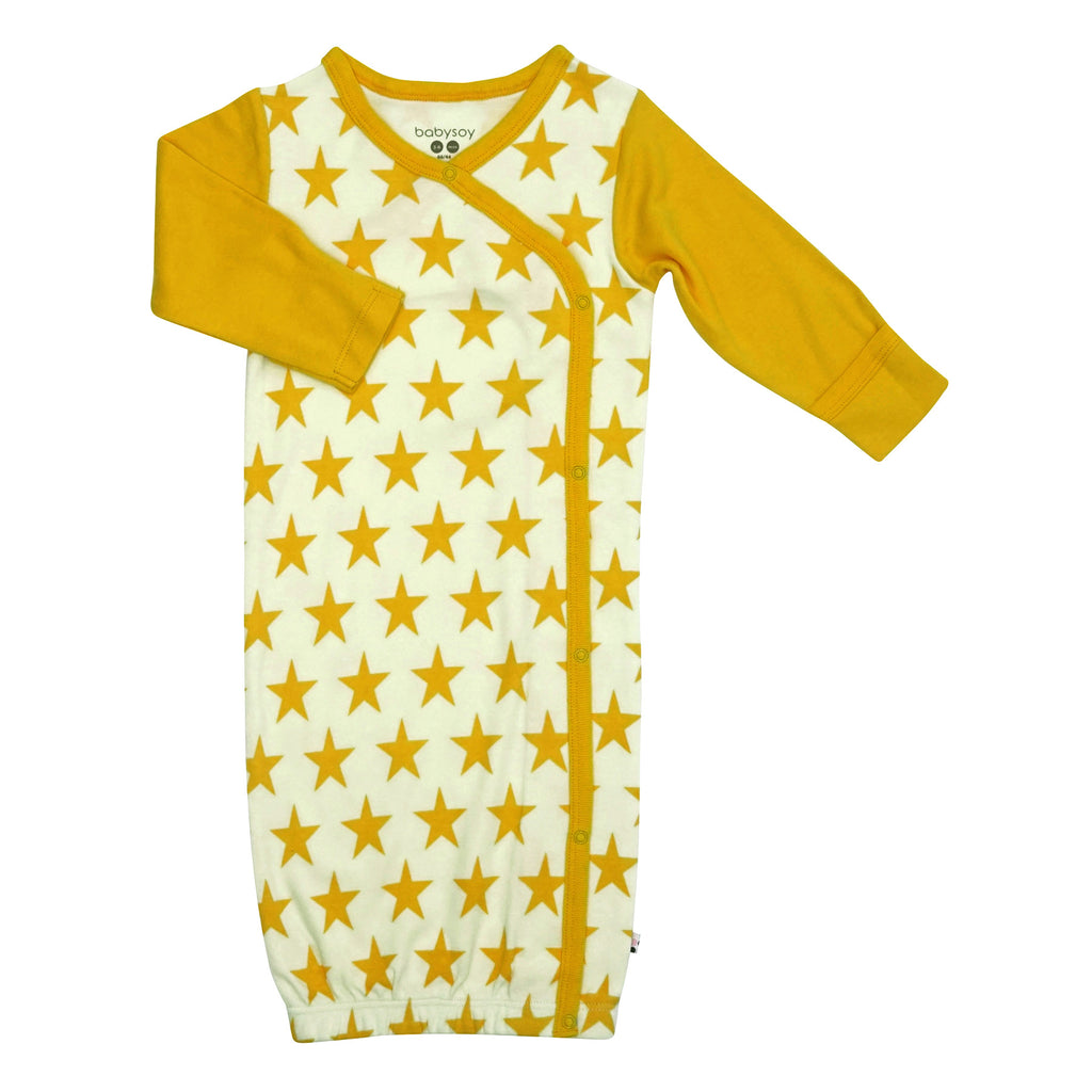 Baby Kimono Sleeper Gown Sacks in Mustard