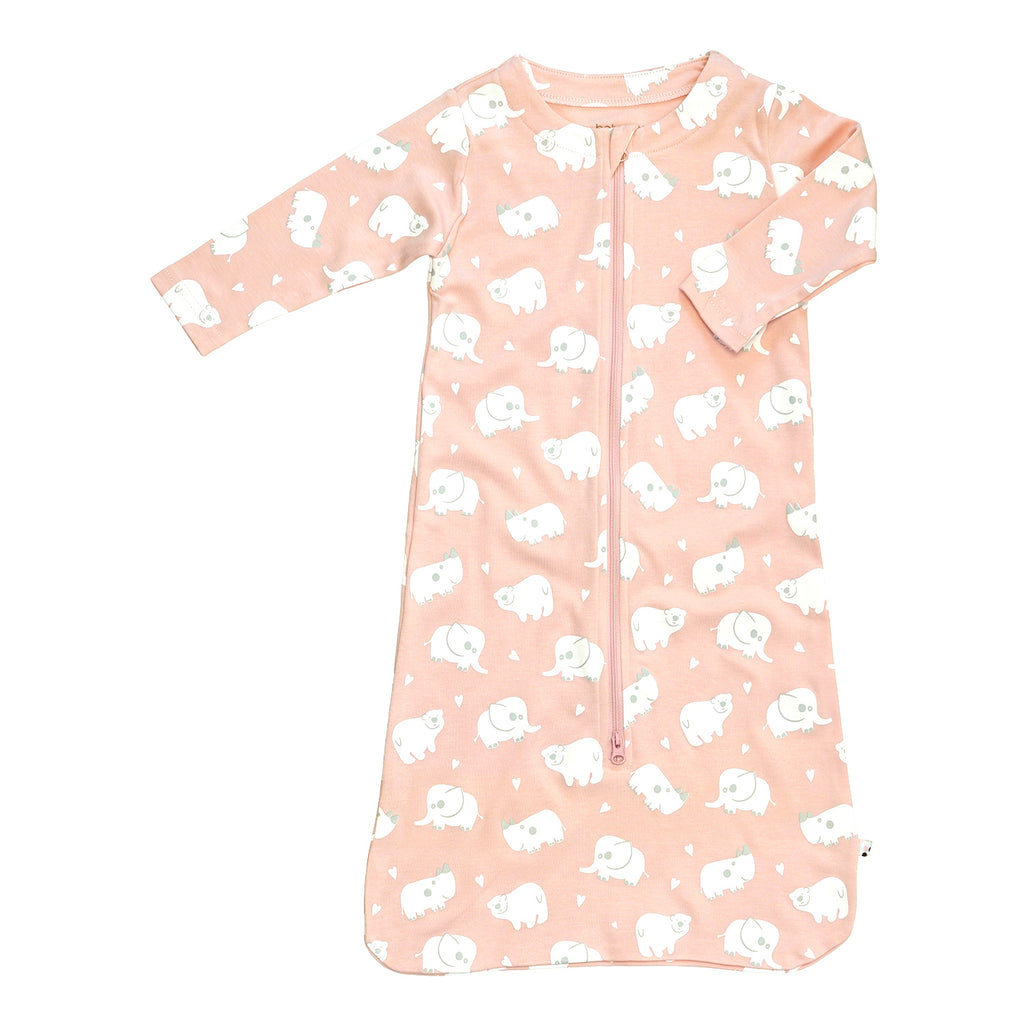 Organic soybean fiber sustainable baby infant newborn sleep sack wearable blanket in animal pink