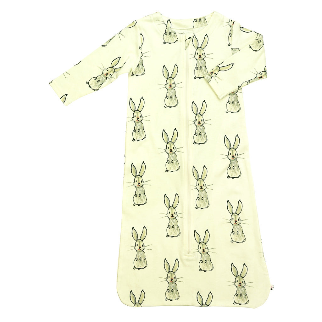Organic sustainable baby infant newborn sleep sack wearable blanket long sleeve in rabbit