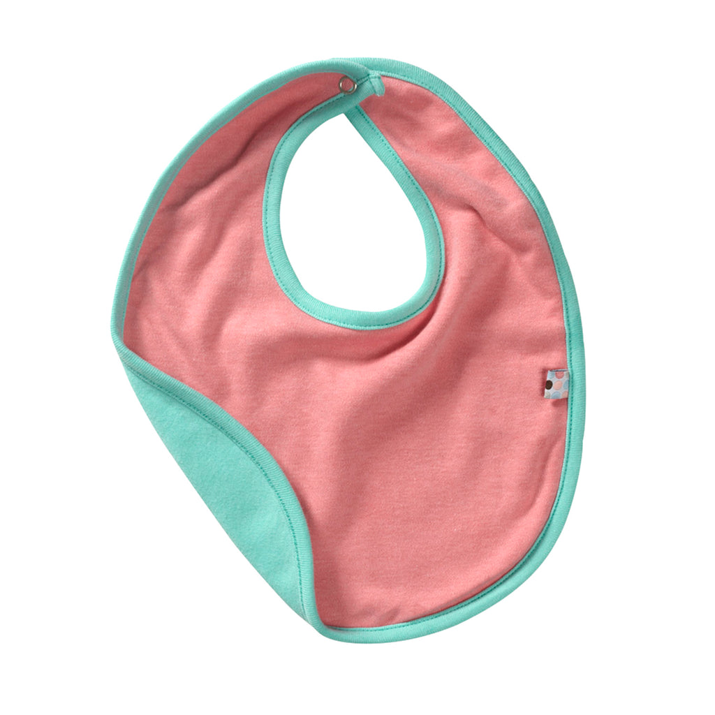 Babysoy eco bibs in pink and seafoam