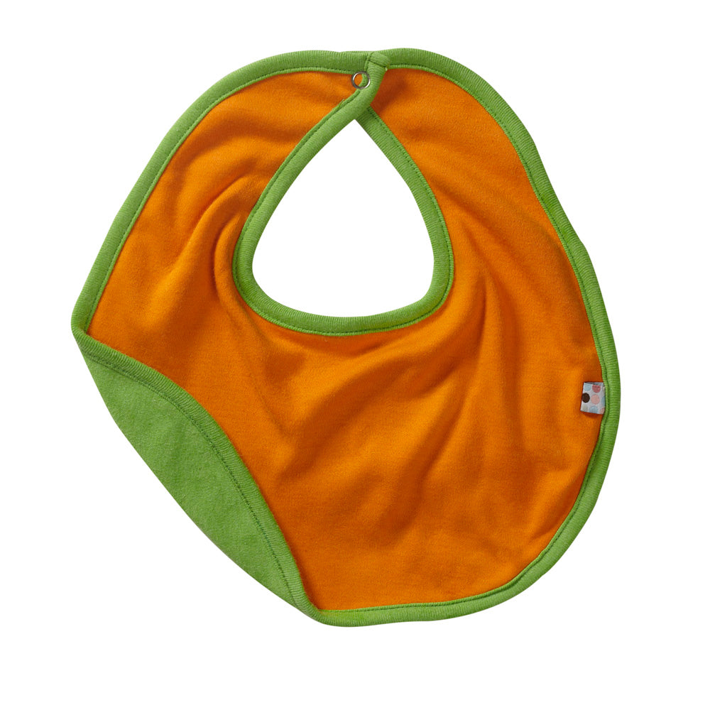 Babysoy eco bibs in orange and green