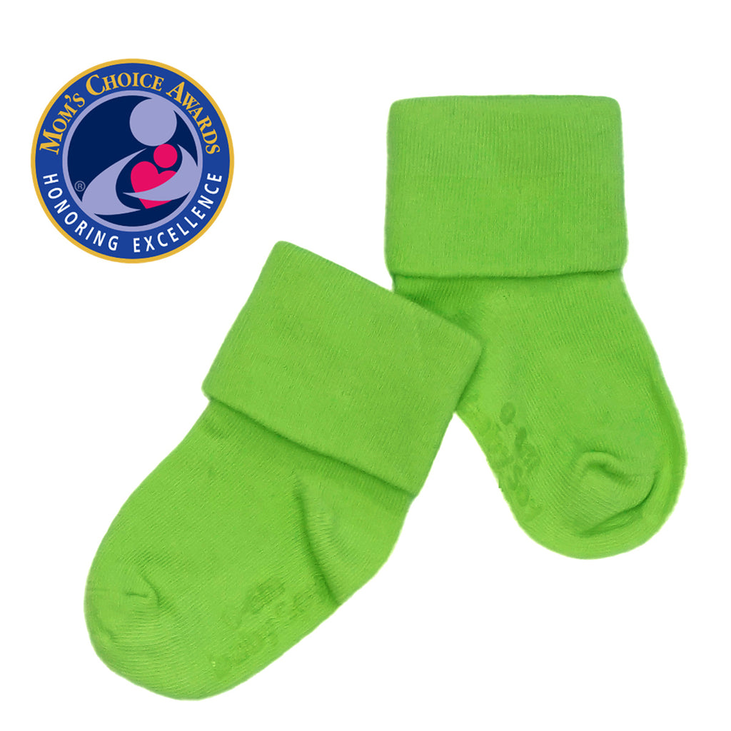 BABY infant newborn stay on socks with grips in green 0-6 months