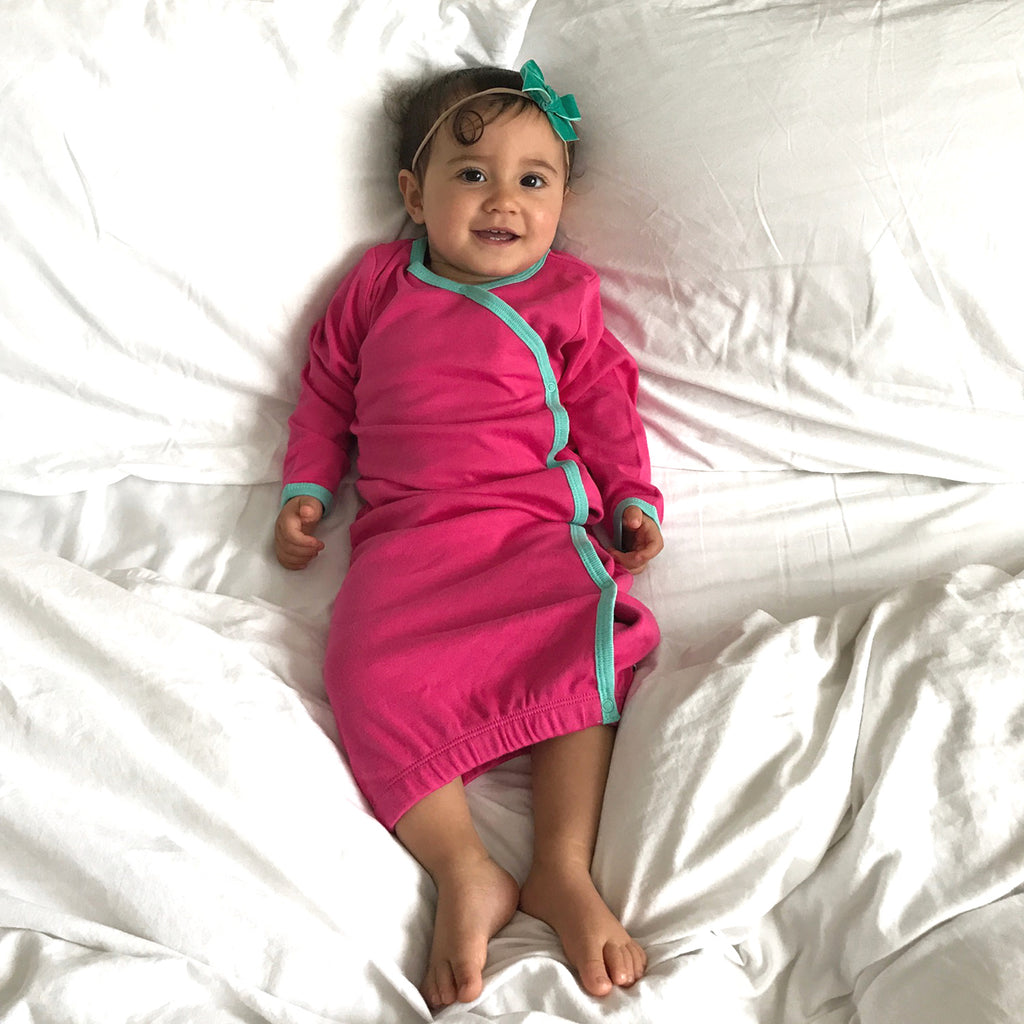 Babysoy Organic Baby Eco Kimono Gown/Sleep Sack Bundler with Snaps Berry Pink 0-3 Months