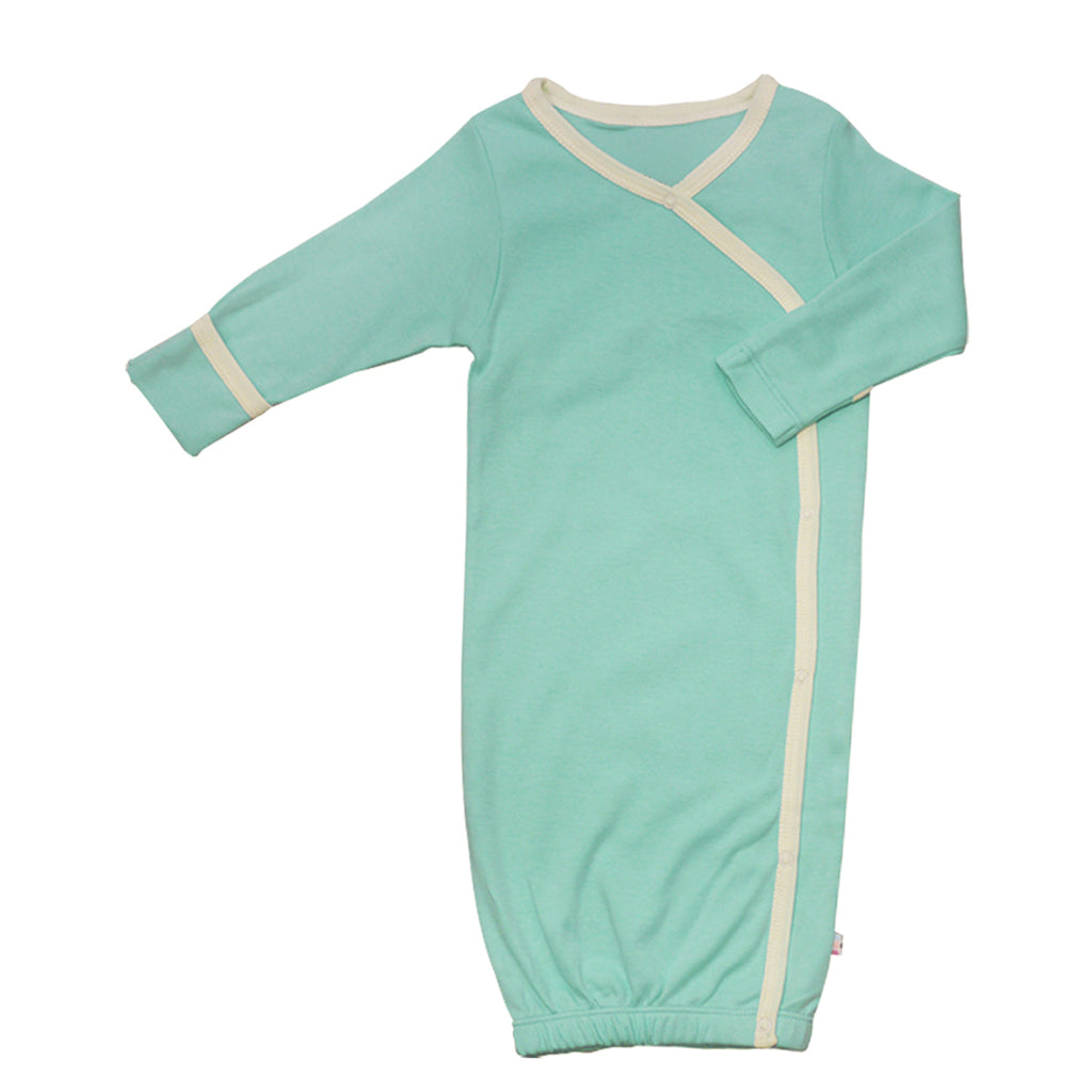 Babysoy Organic Baby Eco Kimono Gown/Sleep Sack Bundler with Snaps Seafoam Unisex 0-3 Months