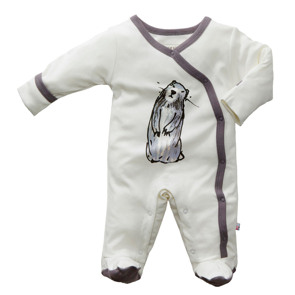 Babysoy x Jane Goodall - Marmot Collection long sleeve footie with mitten