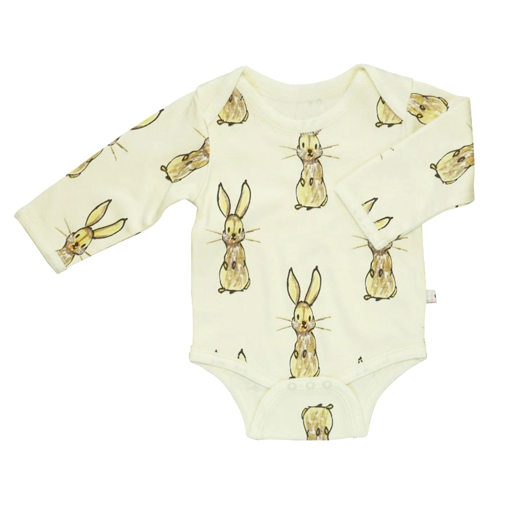 Babysoy x Jane Goodall - Rabbit Collection- pattern print long sleeve bodysuit onesie romper