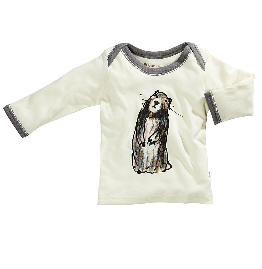 Jane Goodall Baby toddler long sleeve comfort Lounge Tee in marmot grey