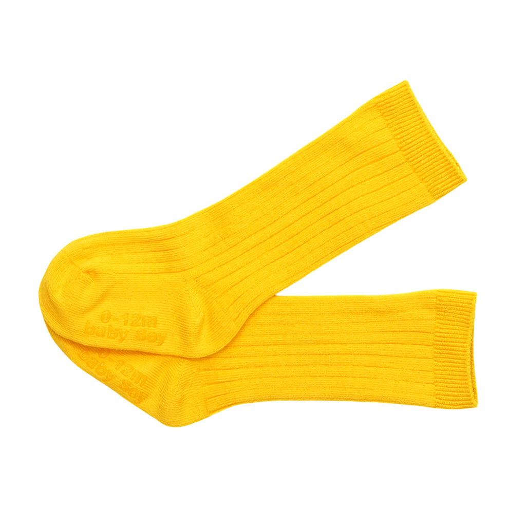 babysoy baby & toddler knee high socks with gripper toddler uniform socks in yellow 12-24 months