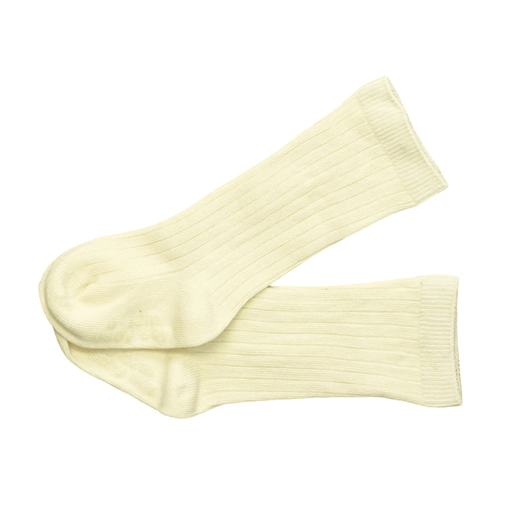 babysoy baby & toddler knee high socks with gripper unisex white uniform socks 12-24 months