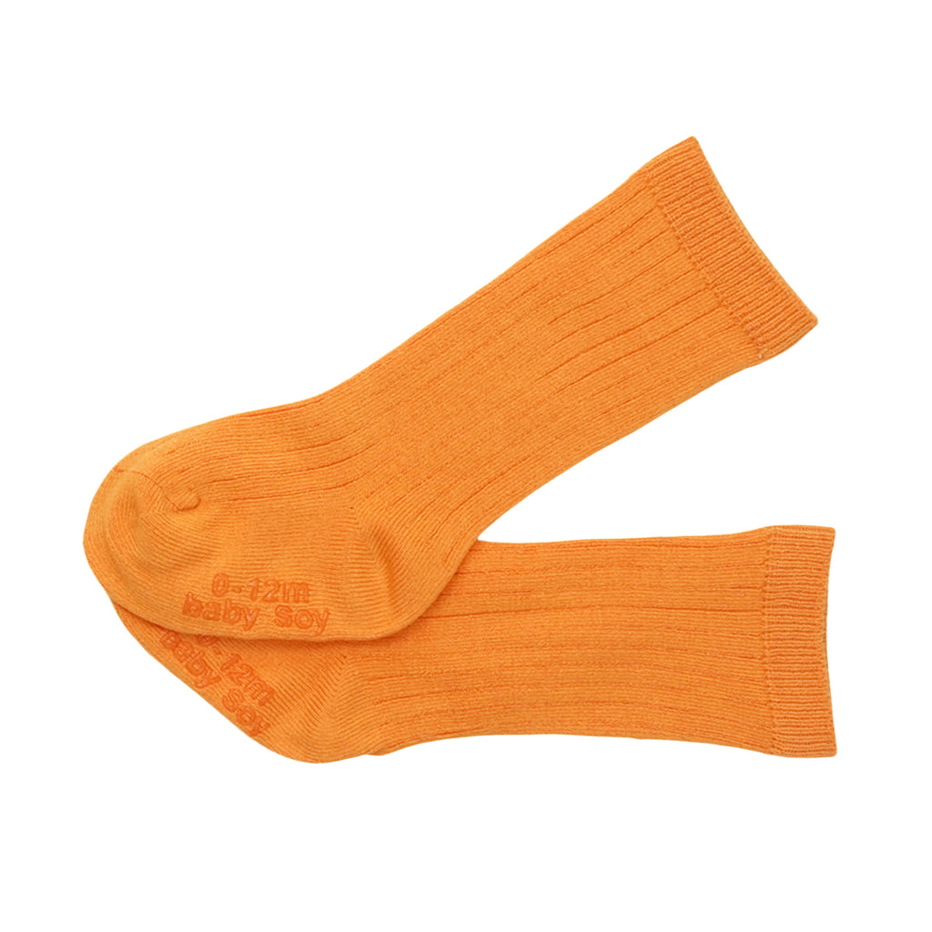 babysoy baby & toddler knee high socks with gripper unisex baby orange  12-24 months