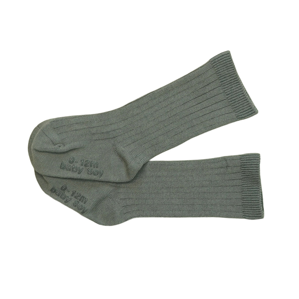 babysoy baby & toddler knee high socks with gripper unisex baby grey uniform socks 12-24 months