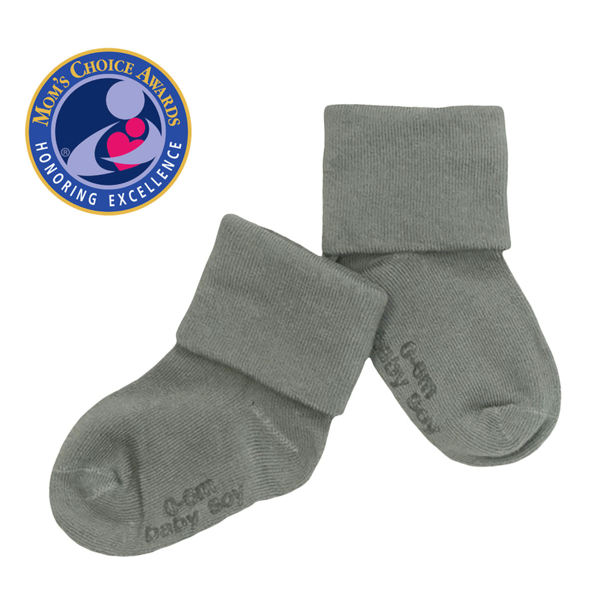 Babysoy Baby Socks Solid Colors That Stay-On with Grips Thunder / 12-24 Months