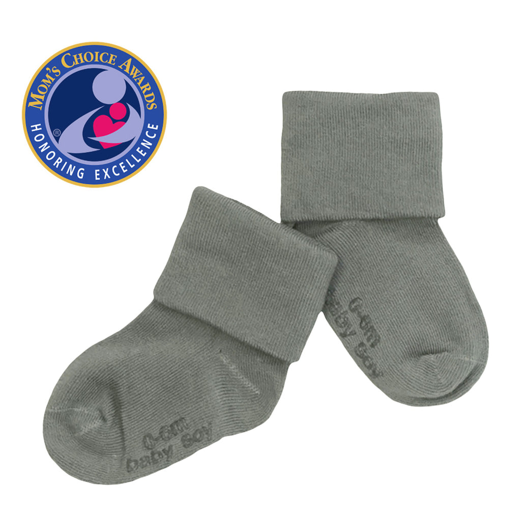 Organic baby socks with grip 0-6 months in grey