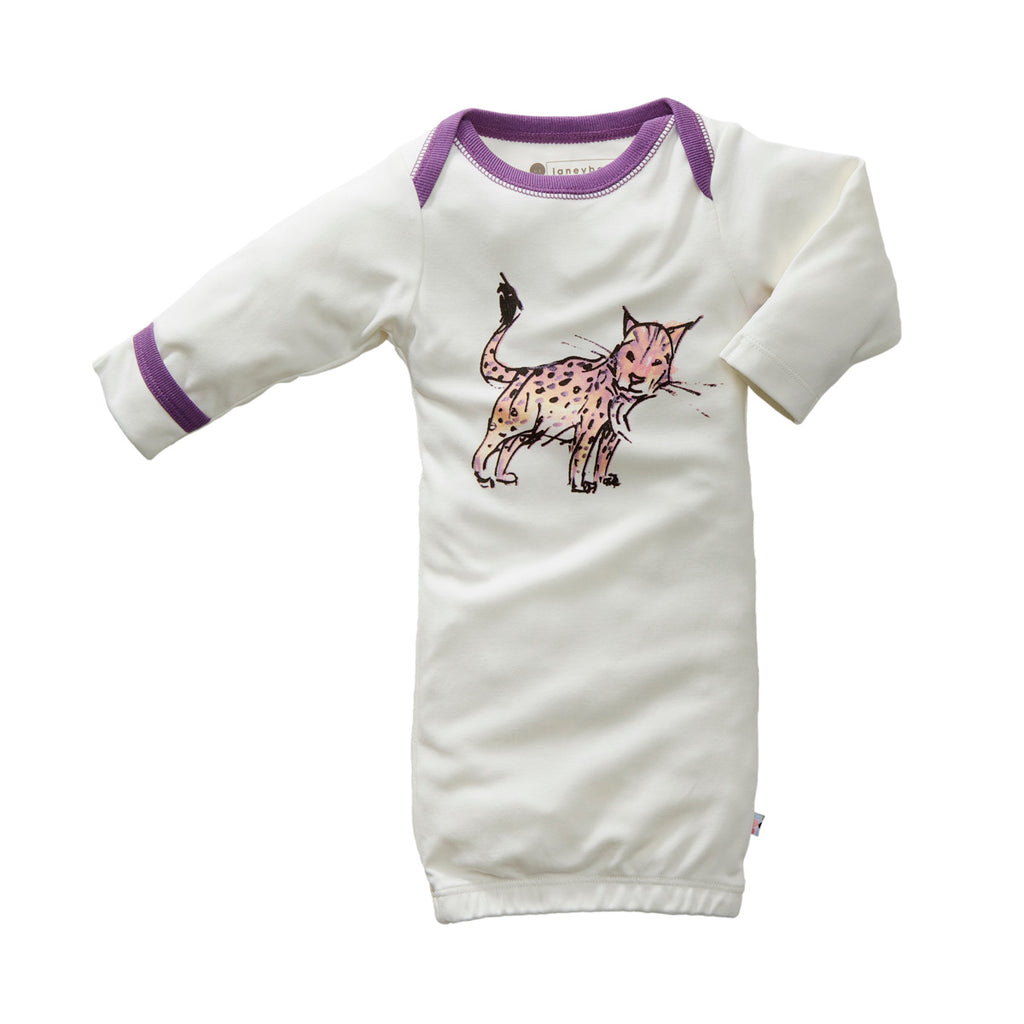 Babysoy x Jane Goodall - Lynx Collection- baby newborn infant sleep sack gown long sleeve