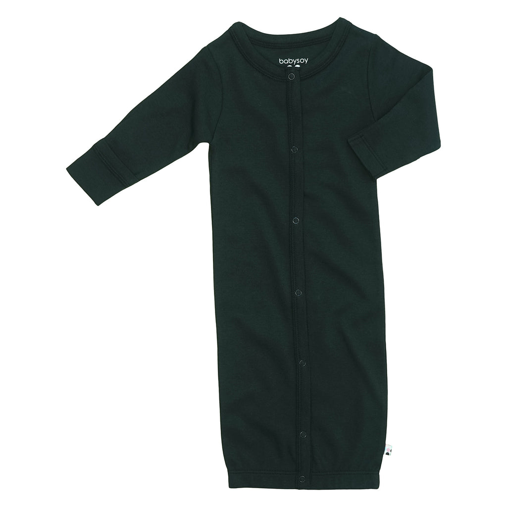 Modern Solid Color Long Sleeve Baby Newborn Snap Gown/Sleeper Sacks in Black