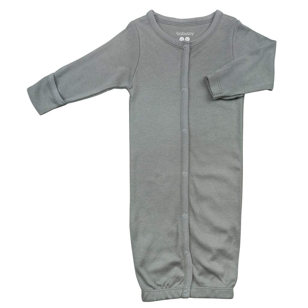 Modern Solid Color Long Sleeve Baby Newborn Snap Gown/Sleeper Sacks in Thunder Grey