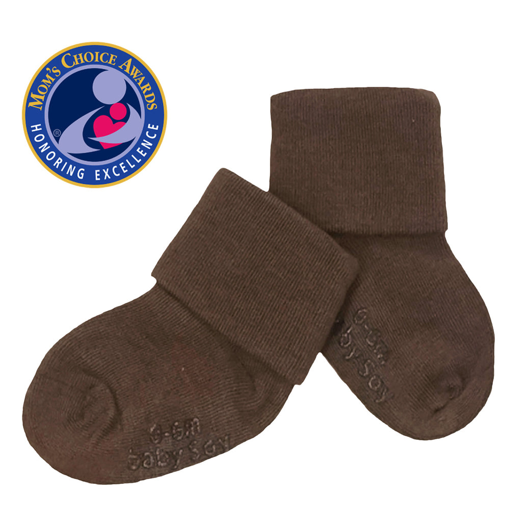 Babysoy organic Baby Socks Solid color 12-24 Months in chocolate brown