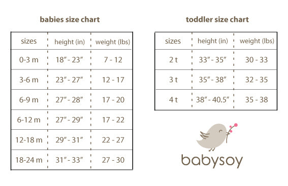 babysoy size chart